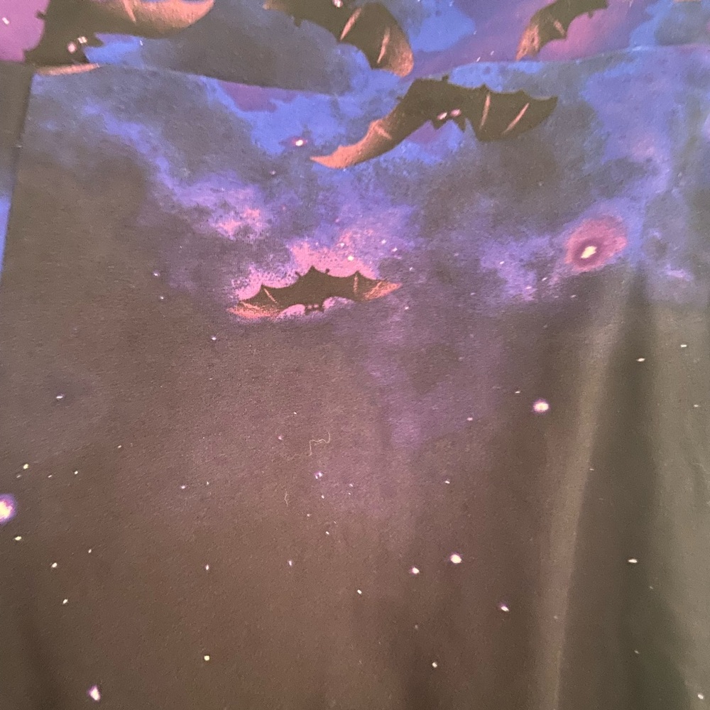 No Boundaries L 11-13 Purple Galaxy Bat Halloween Spooky Leggings - Picture 3 of 4